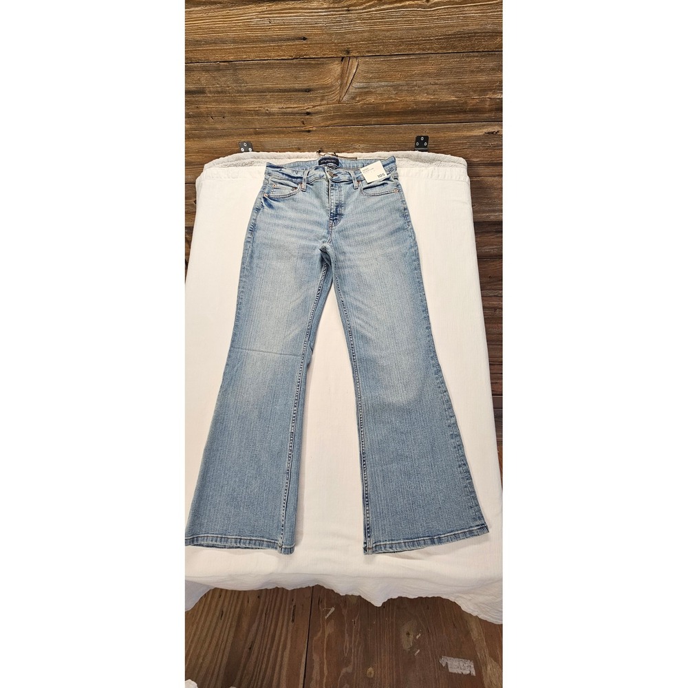 Aeropostale Womens Mid Rise Flare Jeans Light Wash Stretch Denim Size 10S